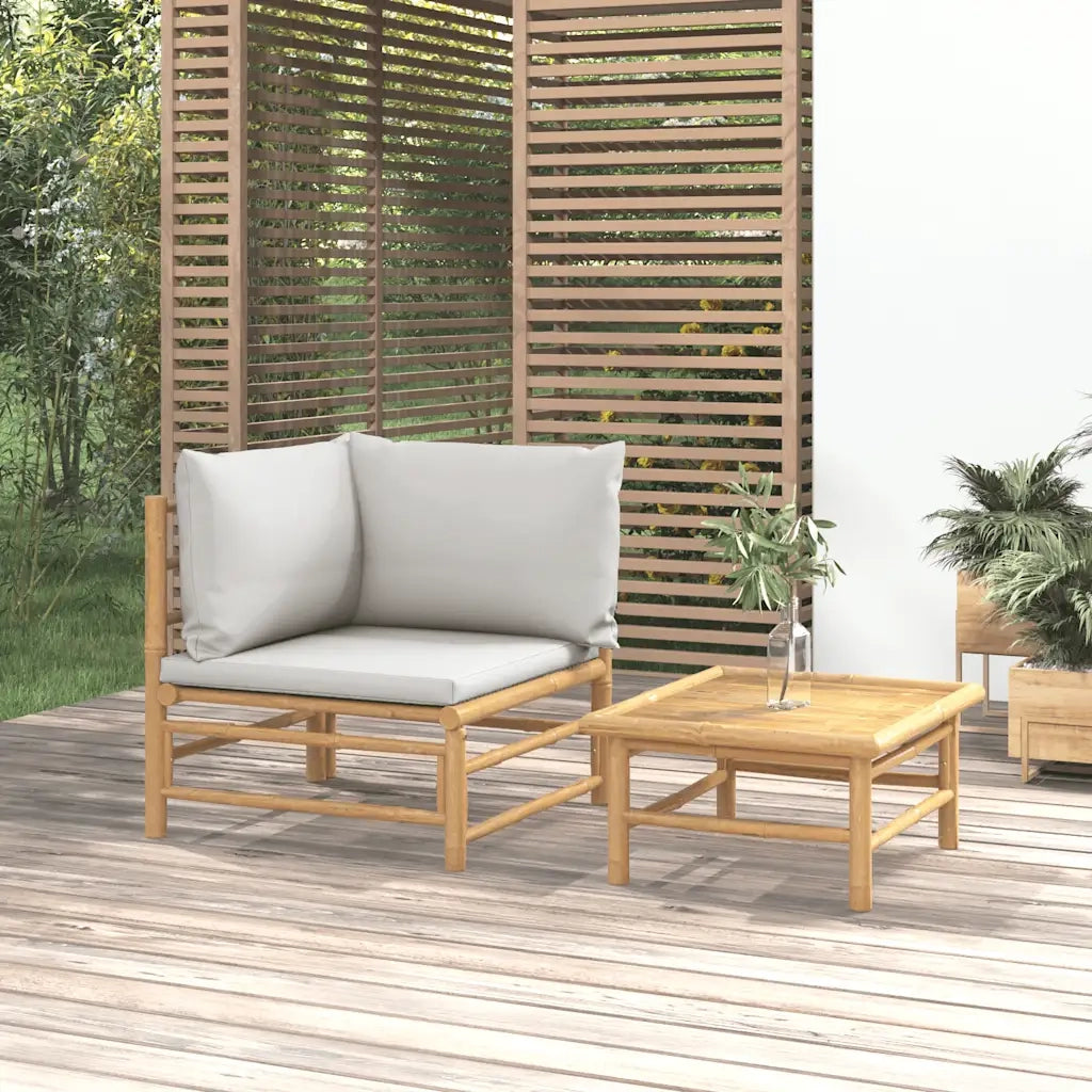 Salotto da Giardino-Set Salotto da Giardino 2pz con Cuscini Grigio Chiaro Bamb¨´ 144839