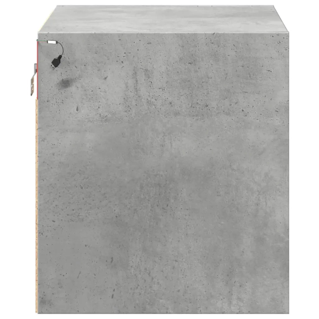 Comodino a Parete con Luci LED Grigio Cemento