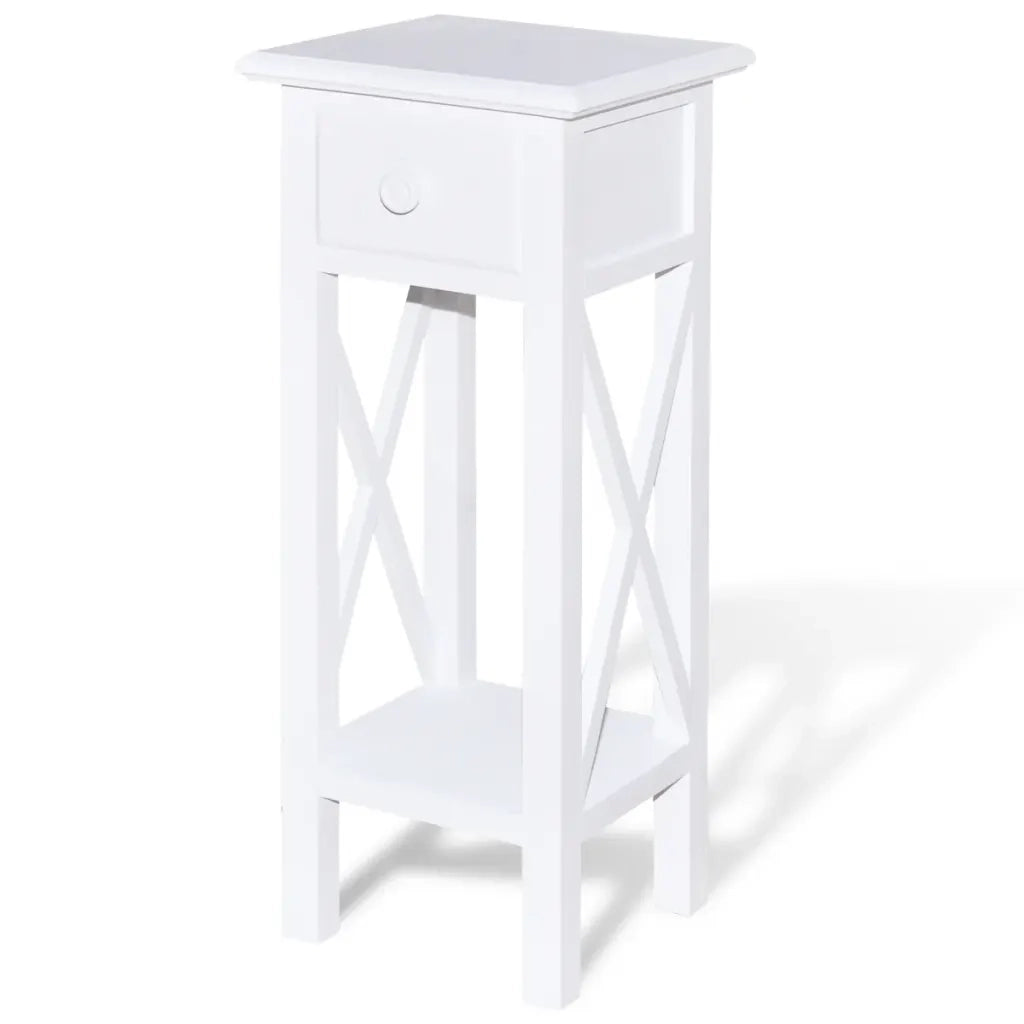 Tavolino Laterale | Tavolo laterale con Cassetto Bianco