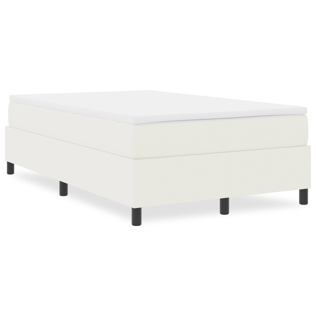Letto con Rete a Molle Color Crema 120x200 cm in Tessuto Corduroy