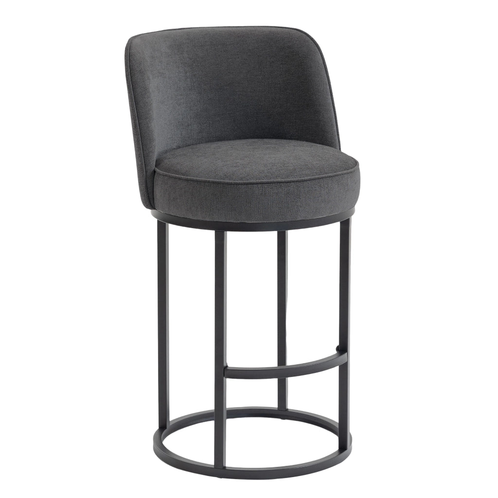 Sgabelli da Bar Set 2 Pezzi ¨C MINIMAL ¨C Seduta Imbottita in Tessuto, Gambe in Metallo Nero