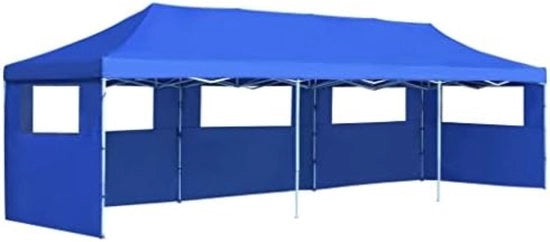 Tenda da festa pieghevole - Tenda da festa pieghevole con pareti laterali - 3x9 m - Blu marino