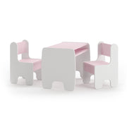 Set bambini TIMI tavolino e due seggiolini bianco/rosa