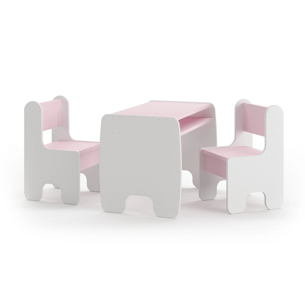 Set bambini TIMI tavolino e due seggiolini bianco/rosa