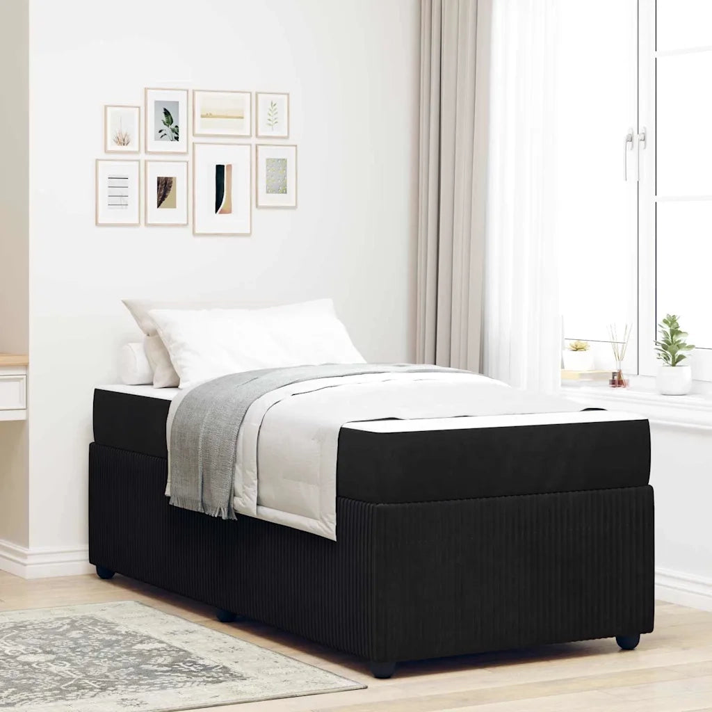 Struttura del letto con materasso Nero 90 x 190 cm Tessuto