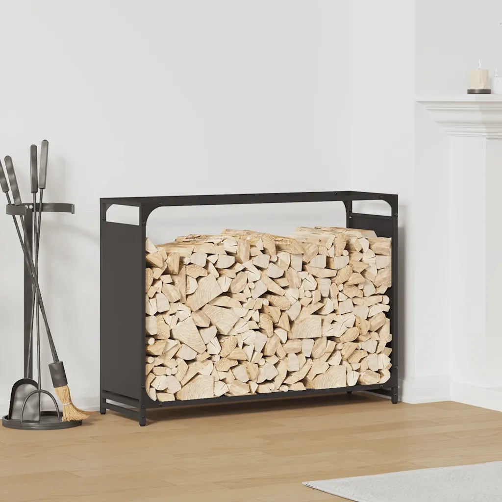 Rastrelliera per Legna da Ardere Nera 90x28x65 cm CFW2586161