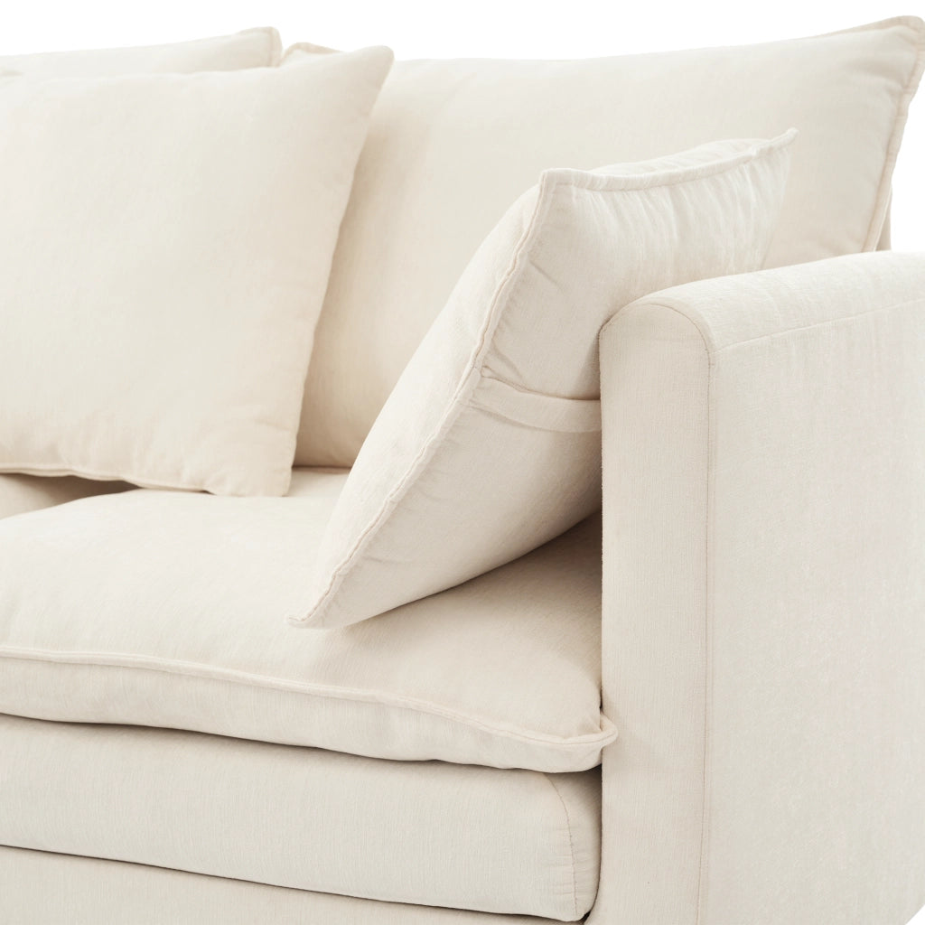 Divano angolare a L con chaise longue mobile, 3 posti, in tessuto chenille beige, 212¡Á150¡Á90 cm