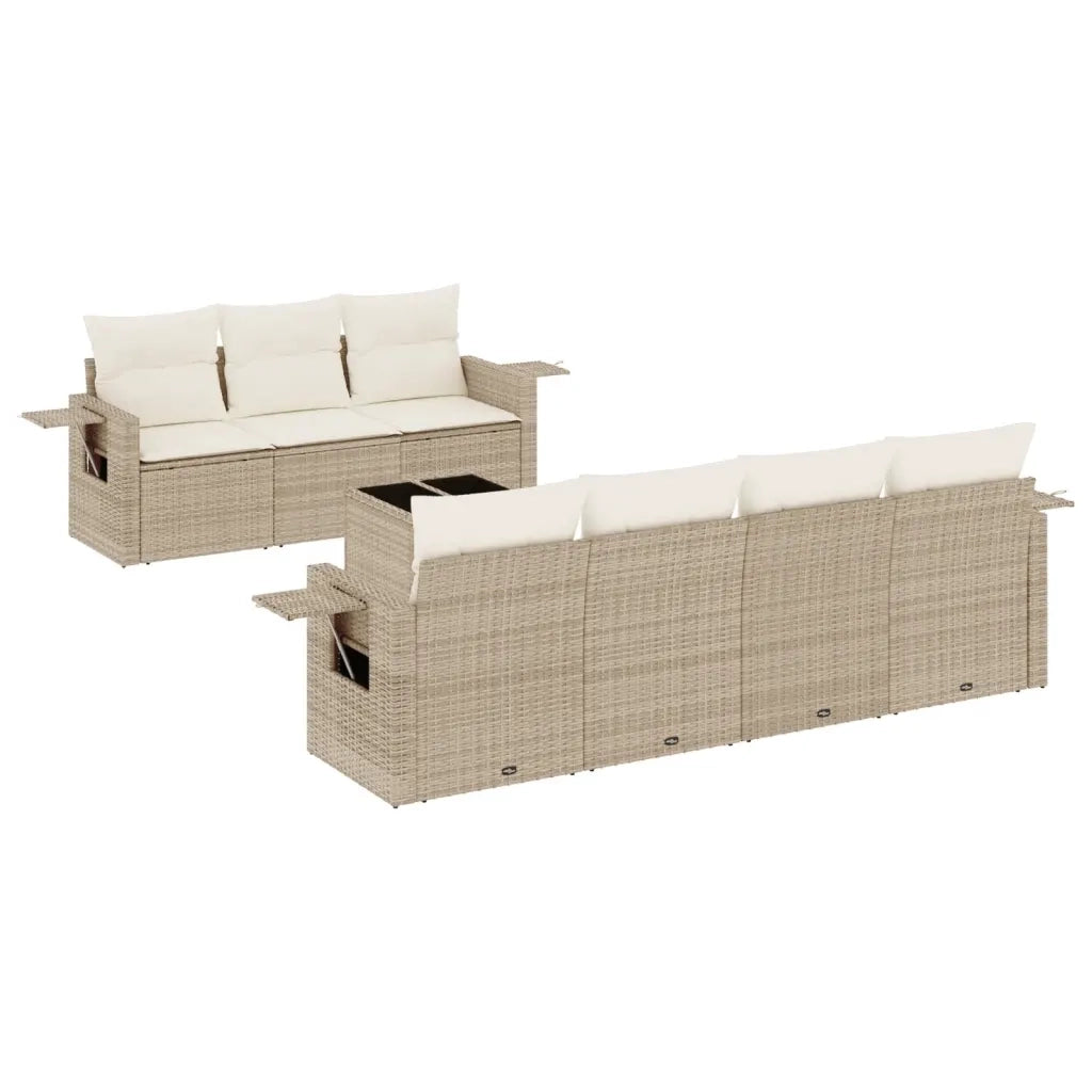 Set Divano da Giardino 8 pz con Cuscini Beige in Polyrattan 3252265