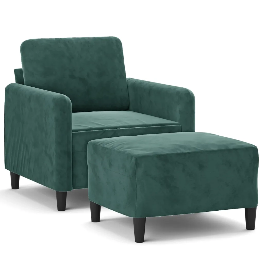 Poltroncina con Poggiapiedi Verde Scuro 60 cm in Velluto 3201166