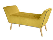 PANCA IN VELLUTO CON GAMBE LEGNO 117 X 40 X 60 CM IN COLORE GIALLO ORO