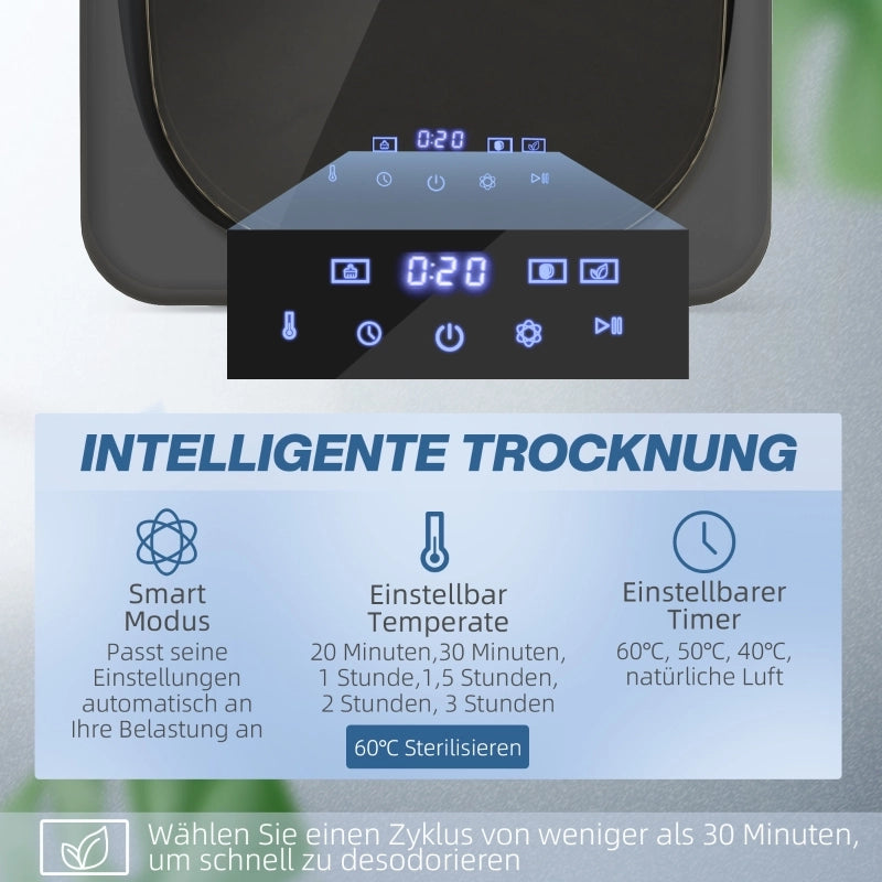 Mini asciugatrice con 6 programmi, touchscreen LED, capacit¨¤ 4 kg, fino a 60 ¡ãC, 800 W, da appoggio/montabile a parete, asciugatrice ventilata con