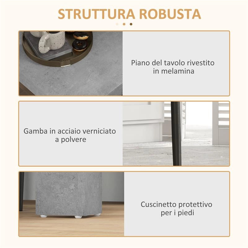 SET DA PRANZO 3 PEZZI CON TAVOLO DA CUCINA 80X80X76 CM E 2 SEDIE MODERNE 41X50X97 CM, GRIGIO