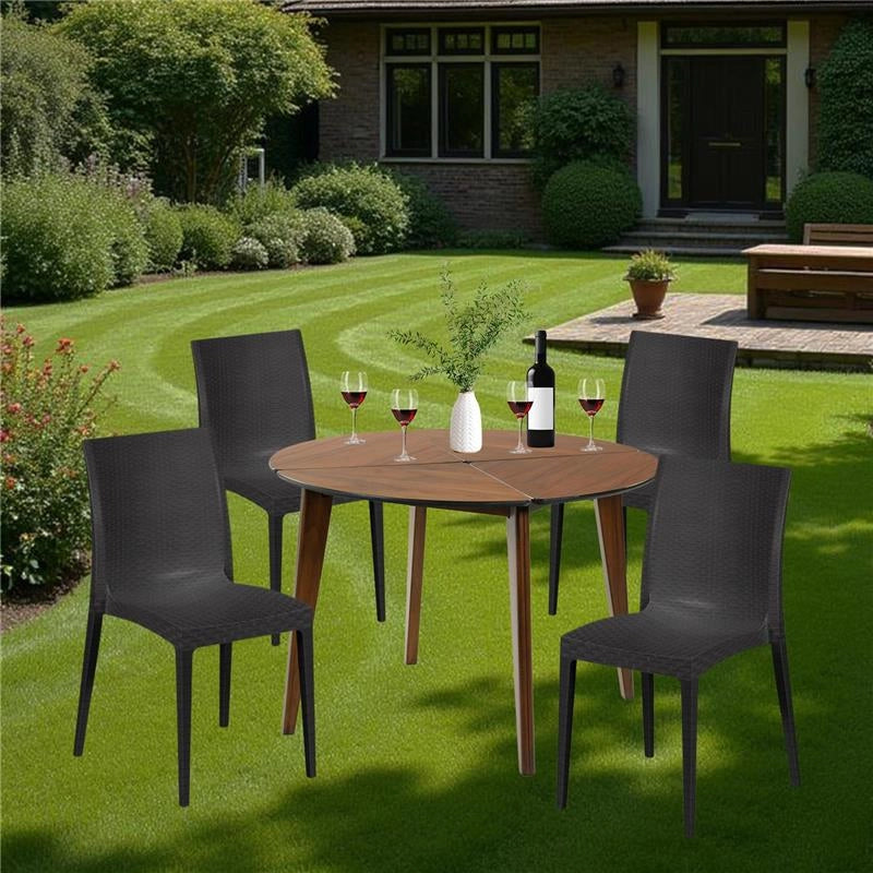 SET 4 SEDIE MADAME IMPILABILI IN POLIPROPILENE DESIGN ELEGANTE CON RILIEVO COLORE ANTRACITE DA ESTERNO 48 X 52 X 81 CM