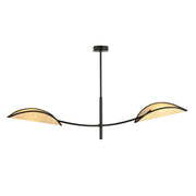 Lampada a sospensione Lotus in acciaio nero e rattan