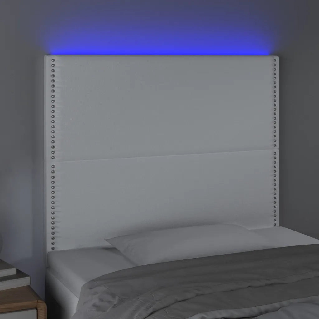 Testiera a LED Bianco 100x5x118/128 cm in Similpelle 3122369