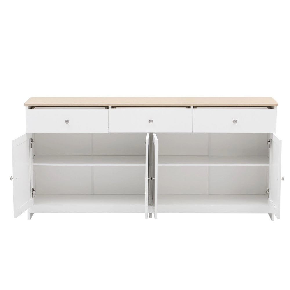 Credenza 4 Ante e 3 Cassetti ¨C MINIMAL ¨C Legno Bianco, Soggiorno