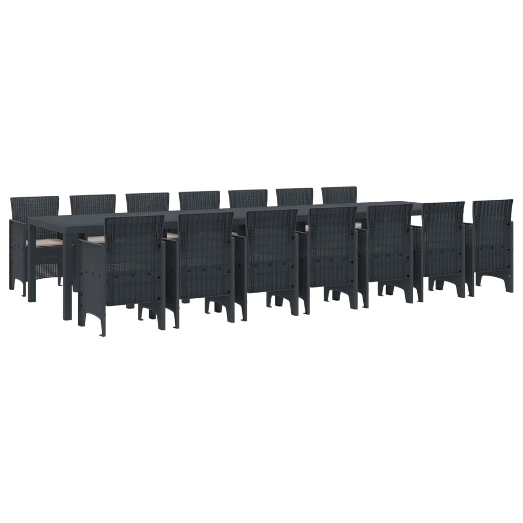 Set da pranzo da giardino con cuscini 15 pcs Antracite PP 3378793