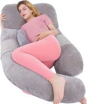 Cuscino per il parto Extra grande Cuscino U in forma corpo 152 cm - allattamento madri maternità e gravidanza - cuscino di supporto rimovibile - fodera rimovibile grigio