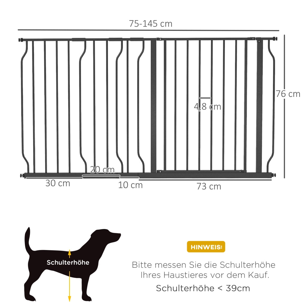 CANCELLETTO di sicurezza per cani regolabile 75-145 cm acciaio nero
