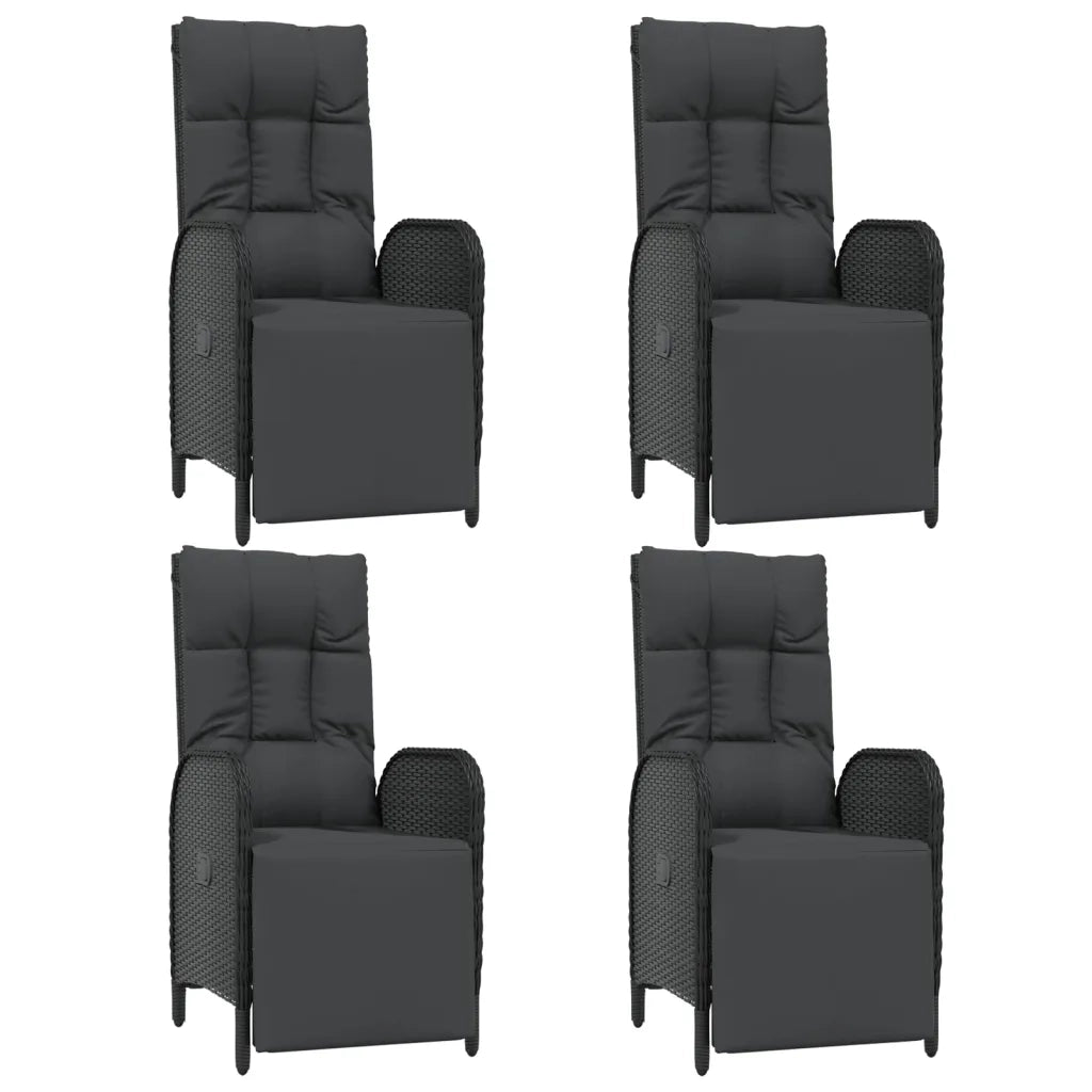 Set da Pranzo da Giardino 5 pz Nero con Cuscini in Polyrattan 3185075