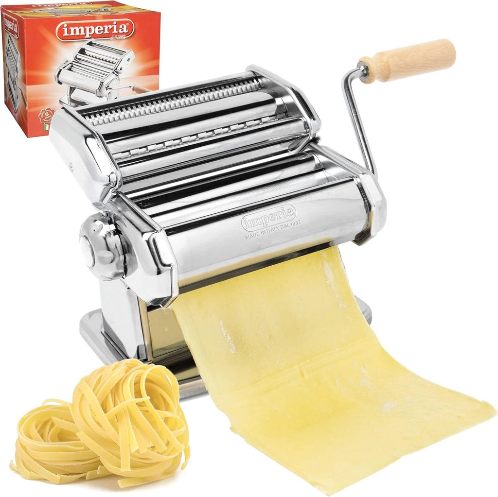 Imperia Macchina per Pasta Manuale con Manovella Sfogliatrice acciaio cromato Argento