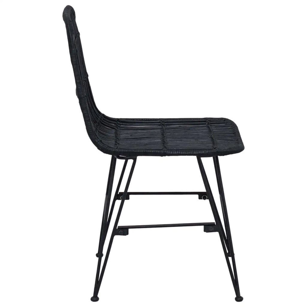 Sedia da pranzo 2 pcs Nero 41 x 55 x 85 cm Rattan e acciaio 42033207
