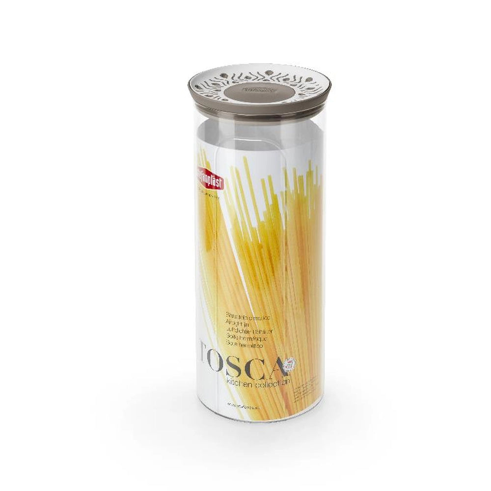 Barattolo da Cucina tondo con Tappo ermetico Bianco e Tortora Tosca 2,2 litri