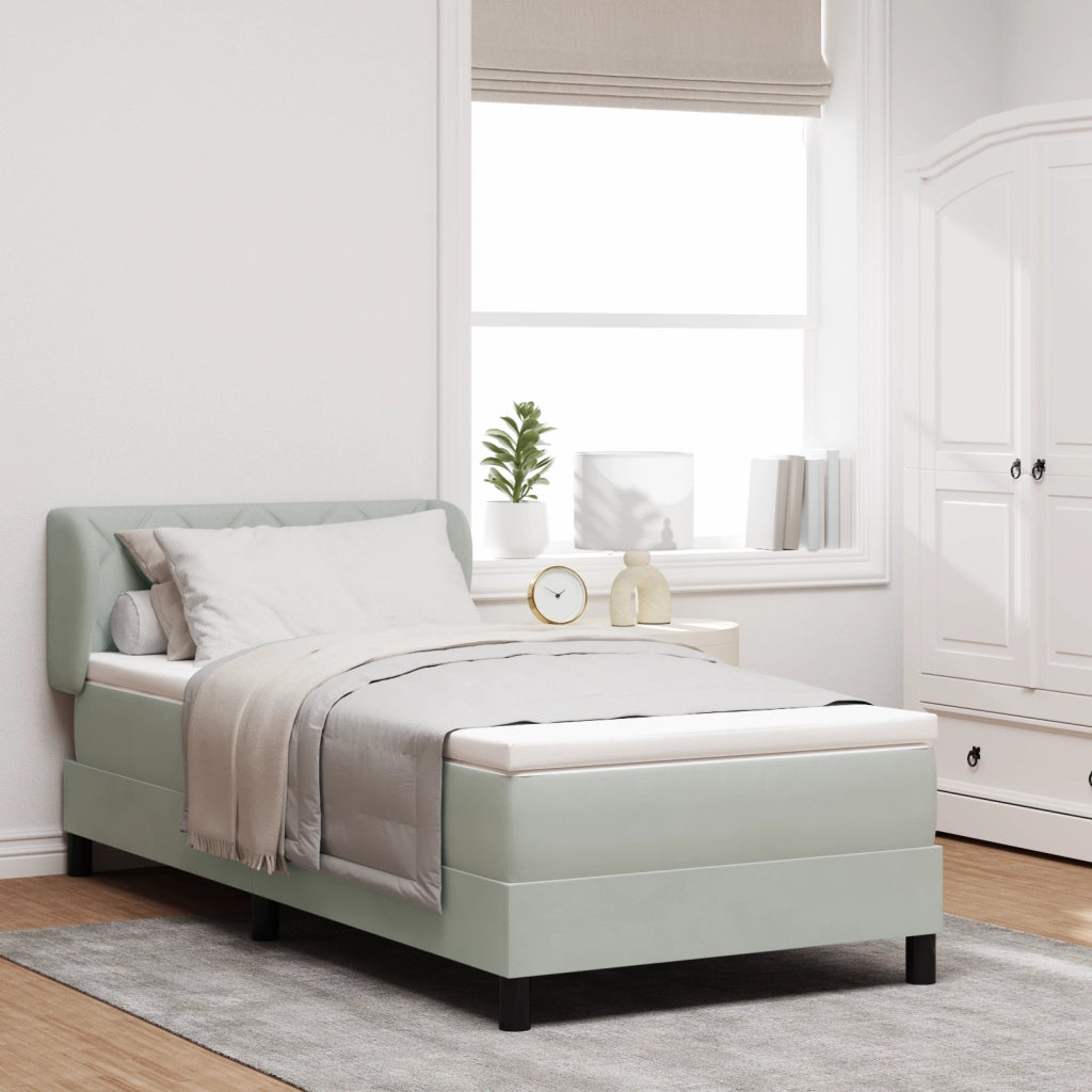 Letto a box con materasso  Grigio chiaro 100x200 cm Velluto
