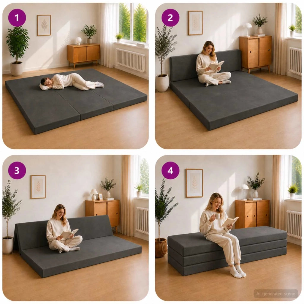 Divano Letto Pieghevole 200 x 67 x 45 cm Grigio Scuro 900264