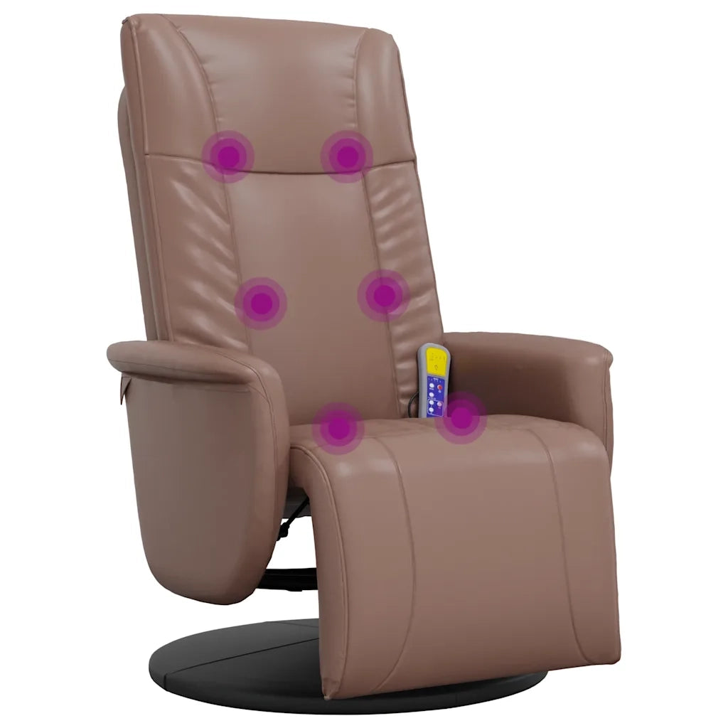Divano Sedia-Poltrona Reclinabile Massaggio Poggiapiedi Marrone Similpelle 775604