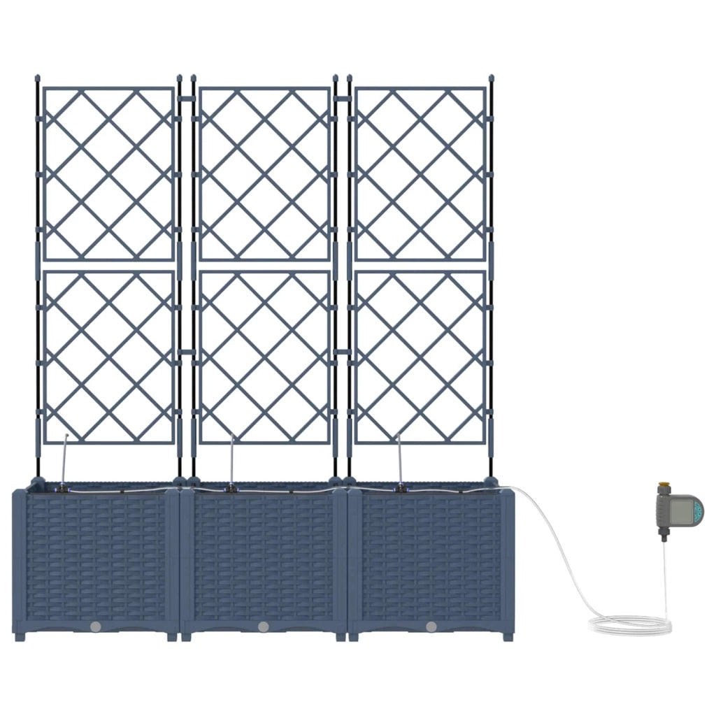Set di 2 fioriere da giardino con moderno sistema di irrigazione 120 x 120 x 142 cm acciaio grigio 02_0058566
