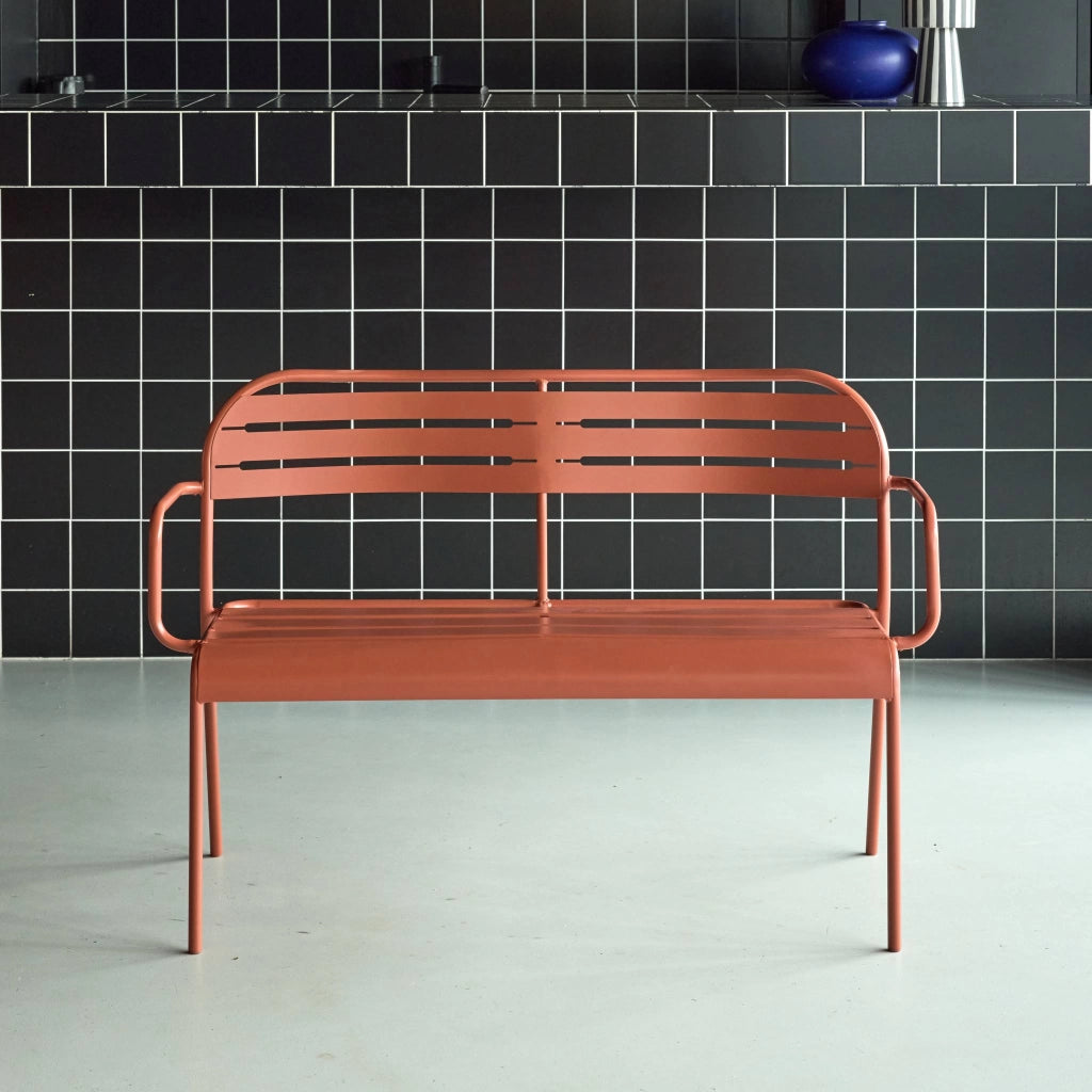 Panca da giardino in acciaio, 2 posti, terracotta