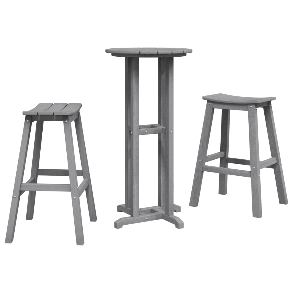 Set Bar da Giardino  3 Pezzi Grigio Chiaro HDPE