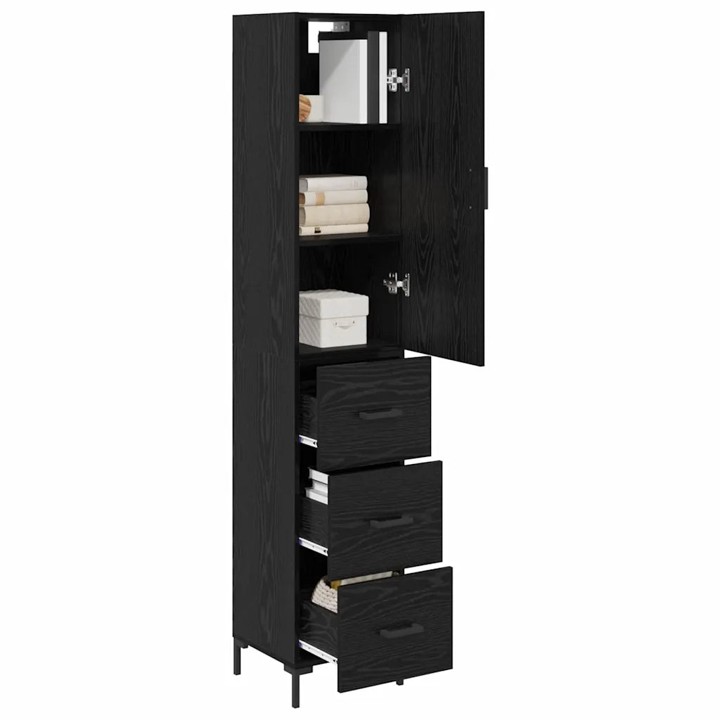 Credenza Rovere Nero 34,5 x 34 x 180 cm Legno multistrato