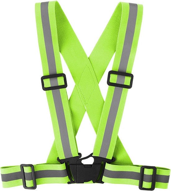 Vestone 2 pezzi - Vestone riflettente per corsa - Vestone da bicicletta in poliestere con alta visibilità - Vestone di sicurezza adattabile elastico - Adatto per corsa/bicicletta/bambini/unisex - verde fluorescente - 51*51cm