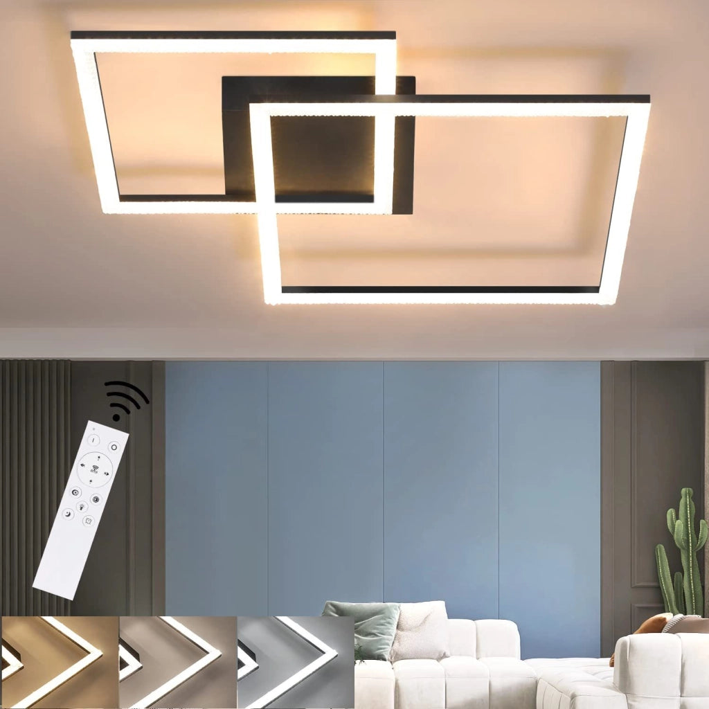 ZMH Lampada da soffitto plafoniera LED moderna quadrata cristallo due faretti 50W 57x48cm