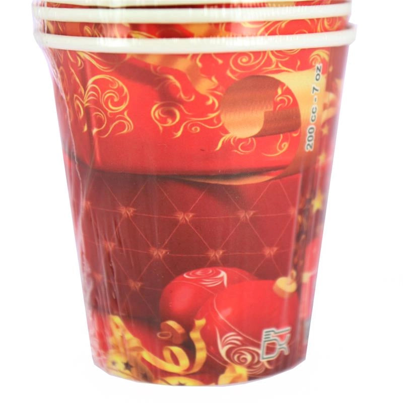 BICCHIERI DI CARTA DI NATALE COLORE ROSSO CON MOTIVO NATALIZIO 200PZ 200CC