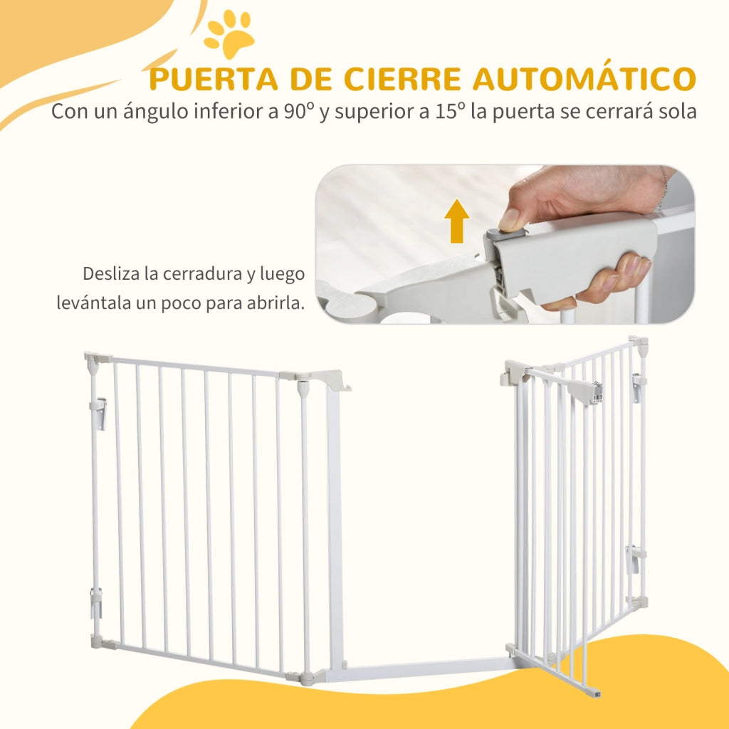 Barriera per Cani Pieghevole 3 Pannelli ¨C Zephmum ¨C Bianco 180x74,5 cm