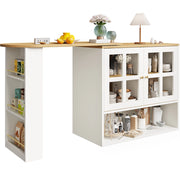Mobile Bar con 2 Ante in Vetro; 5 Ripiani; Estensibile e Girevole a 360°; per Cucina Soggiorno; MDF; 138-204 x 39 x 102;5 cm; Bianco