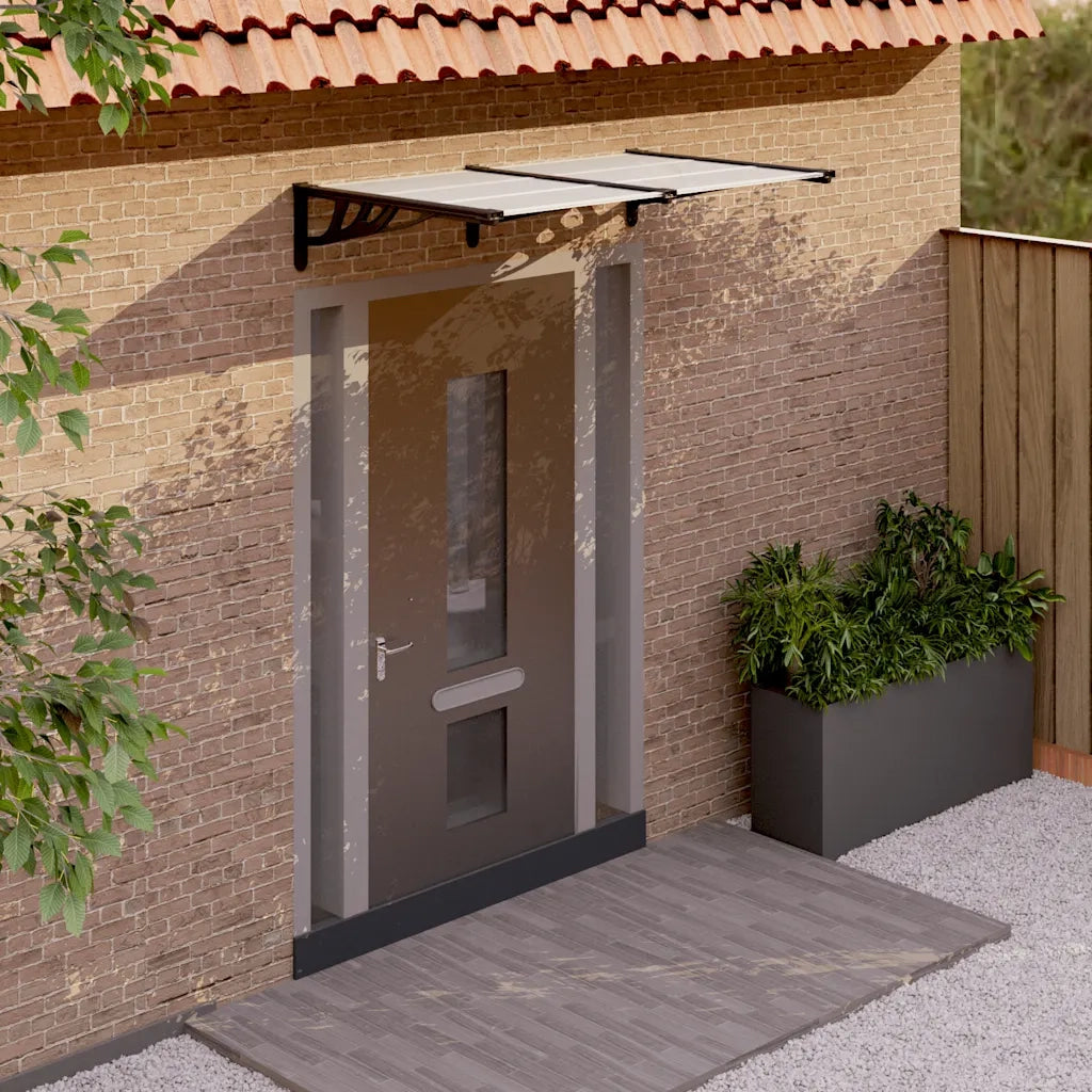 Tettoia per Porta Nero e Trasparente 152,5x90 cm Policarbonato CFW1543181