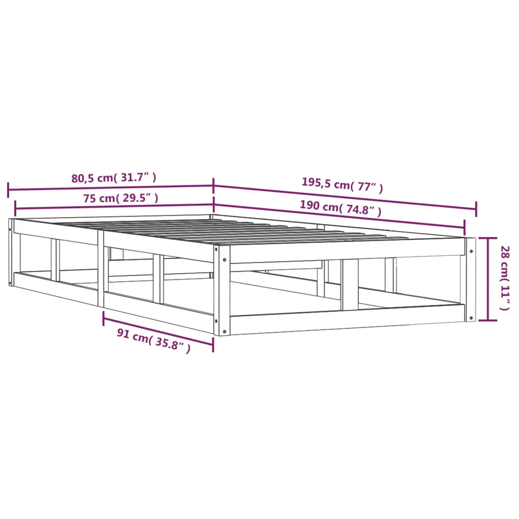 Giroletto-Struttura Letto 75x190 cm Small Single in Legno Massello 613370