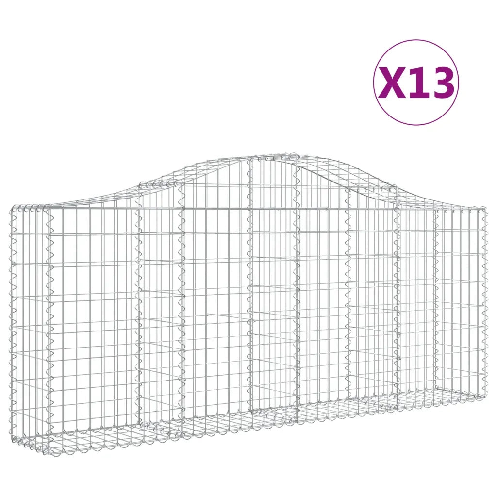 Cesti Gabbioni ad Arco 13 pz 200x30x80/100 cm Ferro Zincatocod mxl 123871
