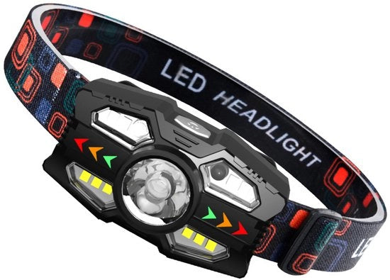 Due lanterne LED portatili per adulti con una luminosità di 1000 lumen e un sensore di movimento LED a LED rosso, adatte per attività all'aperto come jogging, mountain bike, campeggio, pesca, ecc.