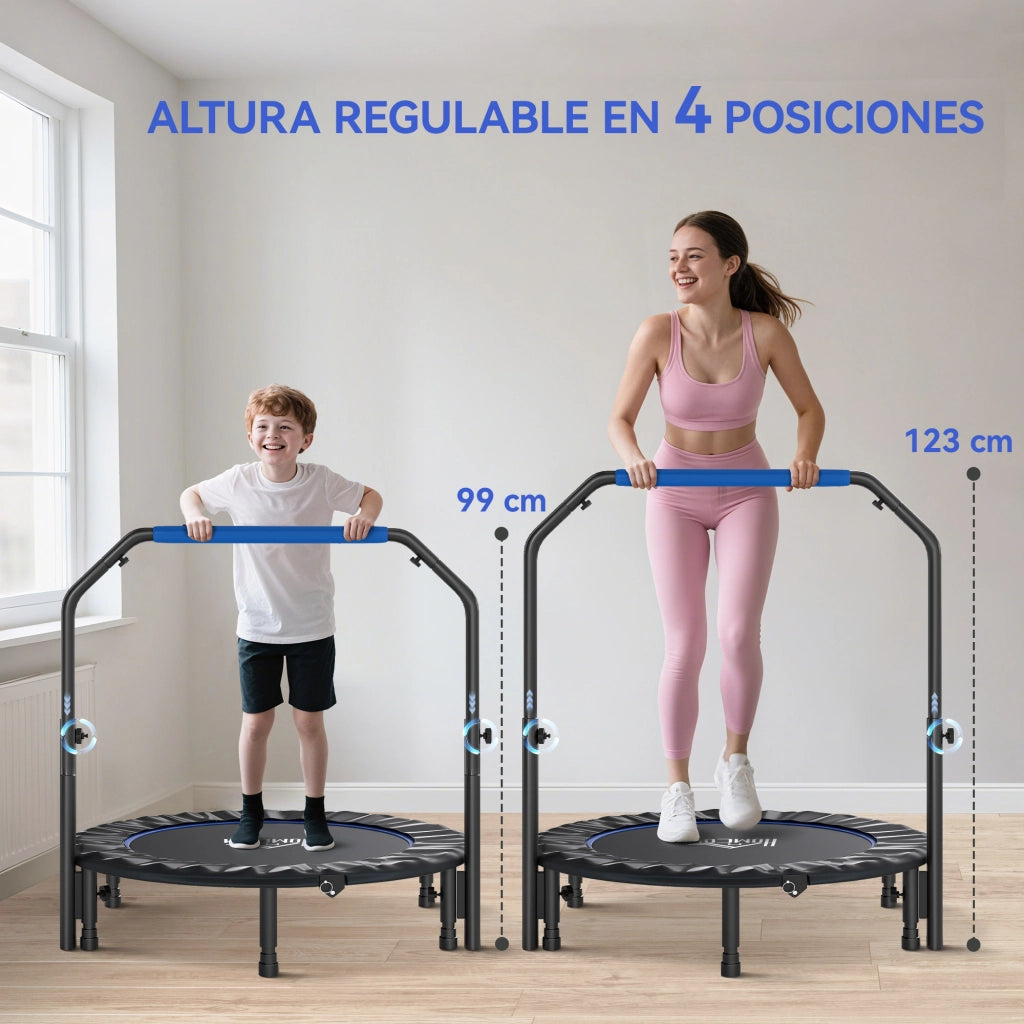 Trampolino Elastico Pieghevole ¨C Zephmum ¨C Acciaio 114 cm Blu Nero