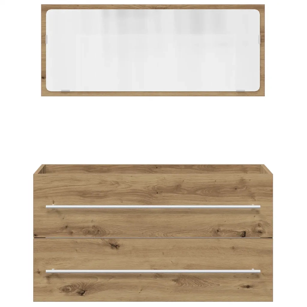 Set Mobili da Bagno 2 pz Rovere Artigianale Legno Multistrato