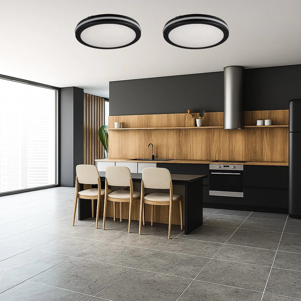 Trade Shop - Plafoniera Led 29w Tecnologia Cct Applique Interno Esterno Soffitto Parete Ip65 Ess-02-3c - Nero
