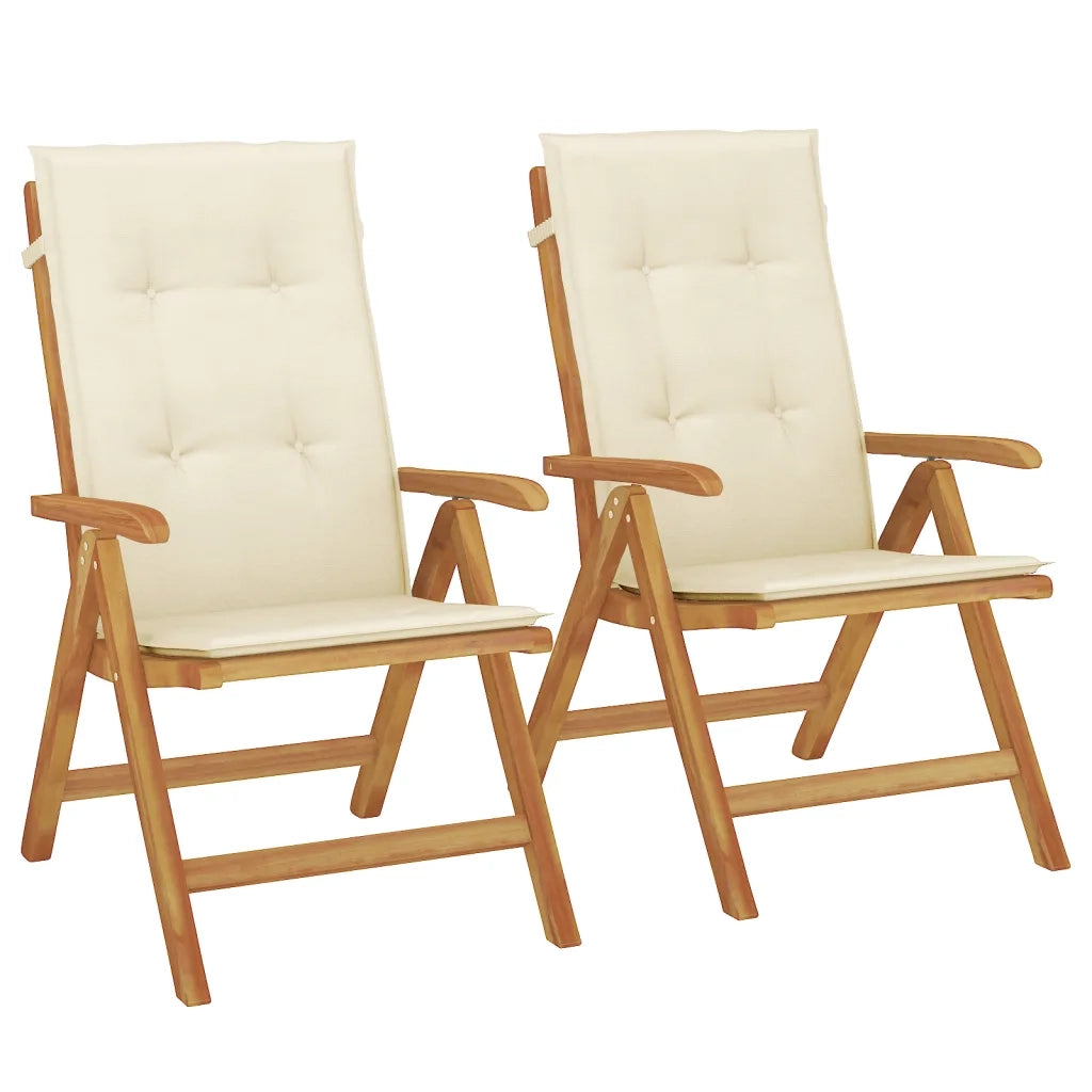 Sedie da Giardino Reclinabili con Cuscini 2 pz in Legno di Teakcod mxl 70503