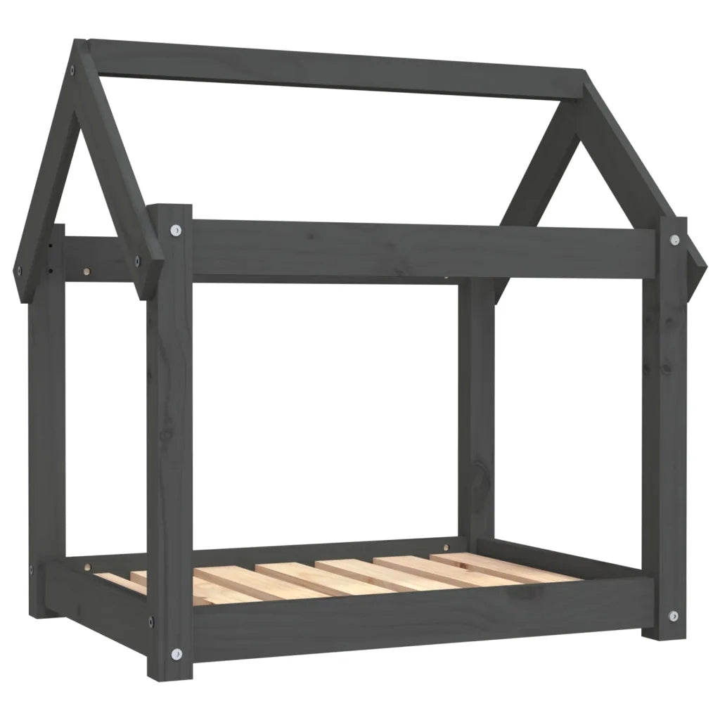 Cuccia per Cani Grigia 71x55x70 cm in Legno Massello di Pino 822204