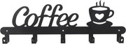 Supporto per Tazze da Parete con 5 Ganci per Tazze e Display - Organizzatore in Metallo Nero per Cucina e Bar Caffè
