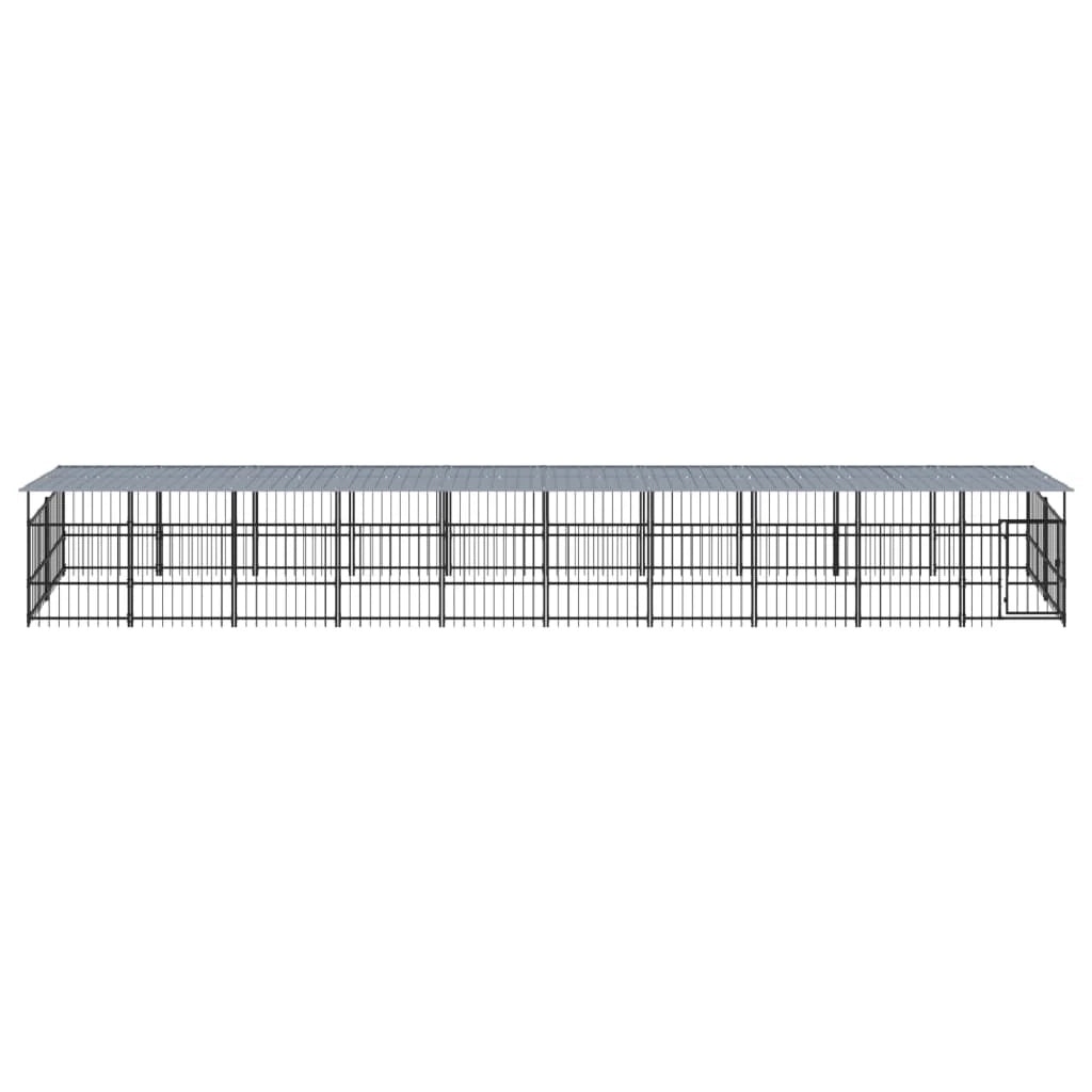 Cuccia gabbia per animali da esterno pac con tetto per cani in acciaio 18,77 m² nero 02_0041756